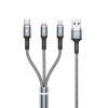 WK WDC-1191.2m 2.4A 3 in 1 USB to 8Pin + Micro USB + USB-C / Type-C Fython Luminous Charging Cable