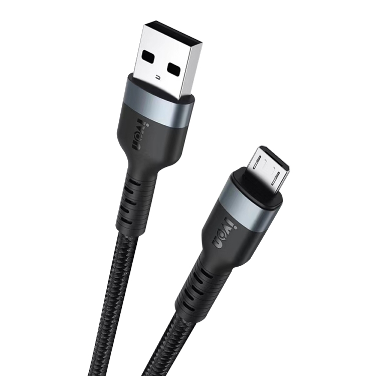 IVON CA88 12W 2.4A USB to Micro USB Nylon Braid Fast Charge Data Cable, Cable Length: 1m