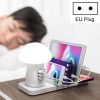 HQ-UD12 Universal 4 in 1 40W QC3.0 3 USB Ports + Wireless Charger Mobile Phone Charging Station with Mushroom Shape LED Light, Length: 1.2m, EU Plug
