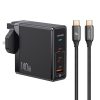 USAMS US-SJ581 T53 3 in 1 140W 3 USB Interfaces GaN Fast Charger Set, UK Plug