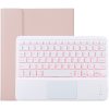 TG-102BCS Detachable Bluetooth White Keyboard + Microfiber Leather Tablet Case for iPad 10.2 inch / iPad Air (2019), with Touch Pad & Backlight & Pen Slot & Holder