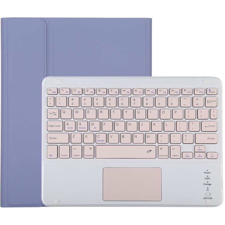 TG-102BC Detachable Bluetooth Pink Keyboard + Microfiber Leather Tablet Case for iPad 10.2 inch / iPad Air (2019), with Touch Pad & Pen Slot & Holder
