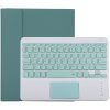 TG-102BC Detachable Bluetooth Green Keyboard + Microfiber Leather Tablet Case for iPad 10.2 inch / iPad Air (2019), with Touch Pad & Pen Slot & Holder