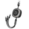ROCK G3 5V 3.6A 3 in 1 8 Pin + Micro USB + USB-C / Type-C Retractable Fast Charging Data Cable, The Maximum Length: 1.2m