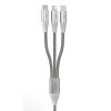 WK WDC-095 1.2m 3A Max Outout USB to 8Pin + Micro USB + USB-C / Type-C 3 in 1 Spring Steel Charging Cable