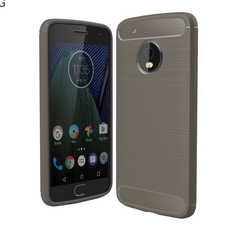 For Motorola Moto G5 Plus Brushed Carbon Fiber Texture Shockproof TPU Protective Cover Case
