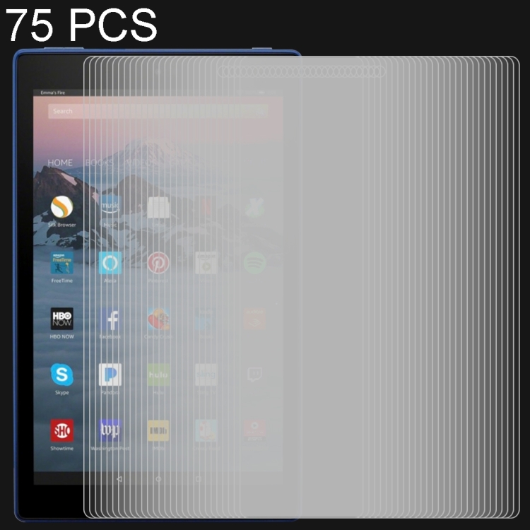 75 PCS 0.3mm 9H Full Screen Tempered Glass Film for Amazon Kindle Fire HD 10 2017