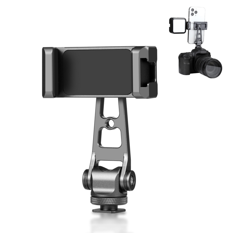 PULUZ Z-axis 360 Rotation Cold Shoes Aluminum Alloy Phone Clamp Holder Bracket