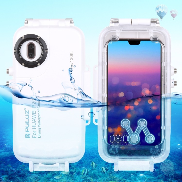 PULUZ PULUZ 40m/130ft Waterproof Diving Case for Huawei P20, Photo Video Taking Underwater Housing Cover
