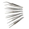 6 PCS Stainless Steel TS-10/ 11/ 12/ 13/ 14/ 15 Straight and Angled Tweezerses