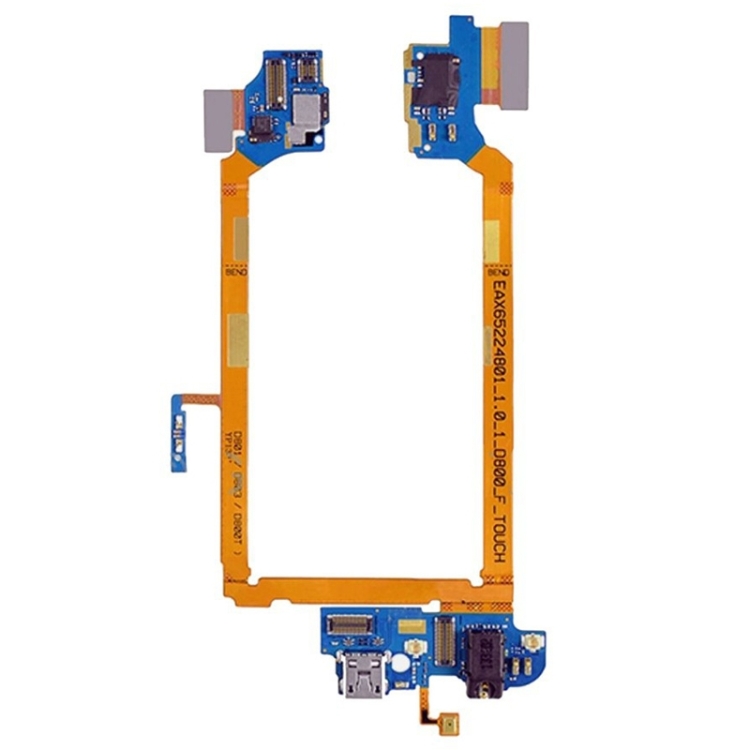 USB Charging Connector Port Flex Cable & Earphone Audio Jack Flex Cable & Microphone Flex Cable for LG G2 / D800 / D801 / D803 / D800T