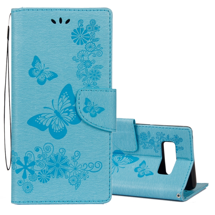 For Galaxy Note 8 Pressed Flowers Butterfly Pattern Horizontal Flip Leather Case with Holder & Card Slots & Wallet & Lanyard