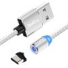 TOPK AM23 2m 2.4A Max USB to USB-C / Type-C Nylon Braided Magnetic Charging Cable with LED Indicator