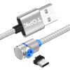 TOPK AM30 1m 2.4A Max USB to Micro USB 90 Degree Elbow Magnetic Charging Cable with LED Indicator