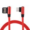 1m 2.4A Output USB to USB-C / Type-C Double Elbow Design Nylon Weave Style Data Sync Charging Cable