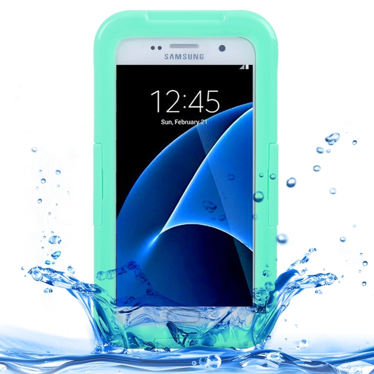 For Galaxy S7 / G930 IPX8 Plastic + Silicone Transparent Waterproof Protective Case with Lanyard