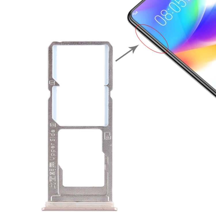 For Vivo Y85 / Z1 / Z1i / V9 Youth / V9 2 x SIM Card Tray + Micro SD Card Tray