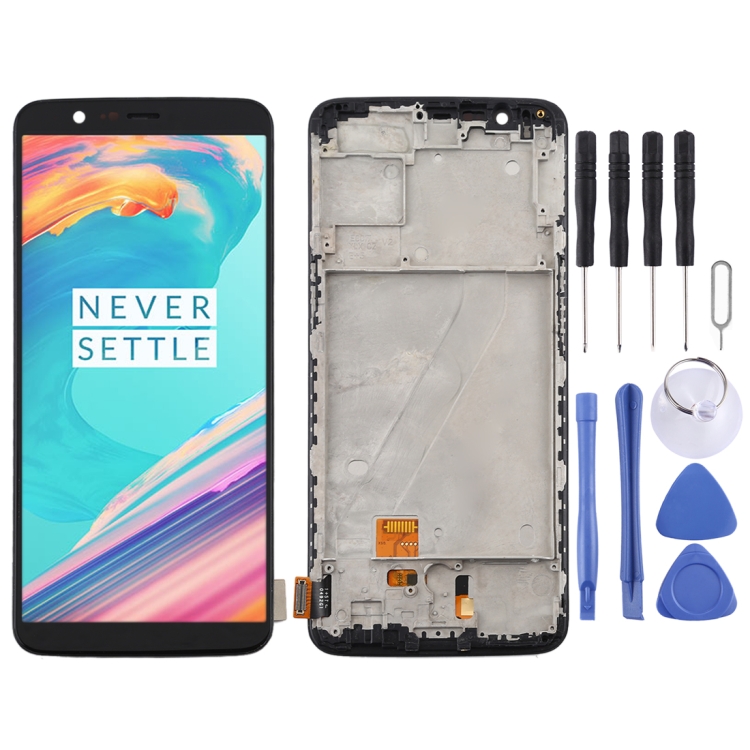 For OnePlus 5T A5010 TFT Material LCD Screen and Digitizer Full Assembly with Frame - Black