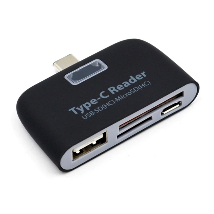 TF + SD Card + USB Port to USB-C / Type-C Adapter Card Reader Connection Kit with LED Indicator Light