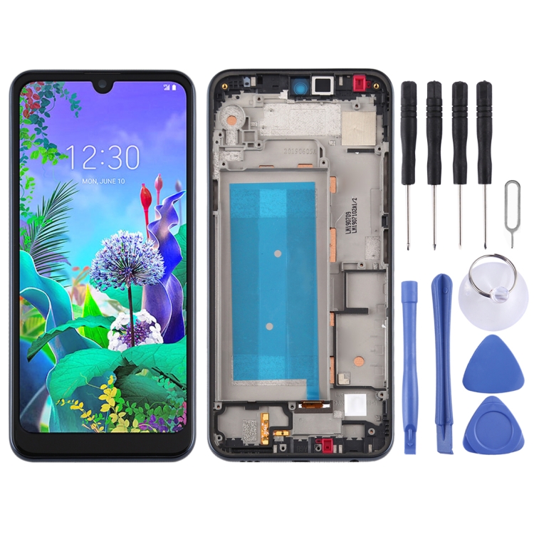 LCD Screen and Digitizer Full Assembly with Frame for LG Q60,Double SIM