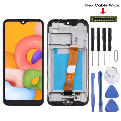 LCD Screen and Digitizer Full Assembly With Frame (Flex Cable Wide) for Samsung Galaxy A01