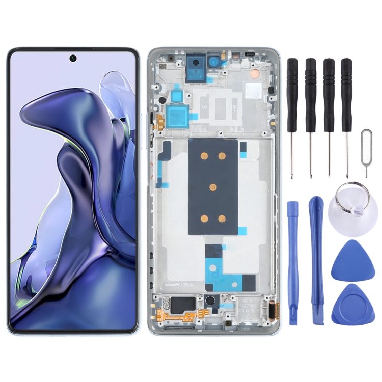 OLED Material Original LCD Screen and Digitizer Full Assembly with Frame for Xiaomi Mi 11T / 11T Pro