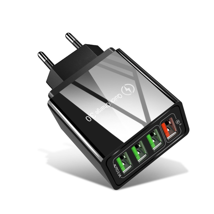 30W QC 3.0 USB + 3 USB 2.0 Ports Mobile Phone Tablet PC Universal Quick Charger Travel Charger, EU Plug