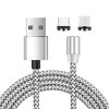 2 in 1 USB to 8 Pin + Micro USB Magnetic Metal Interface Nylon Braided Charging Cable, Length: 1m
