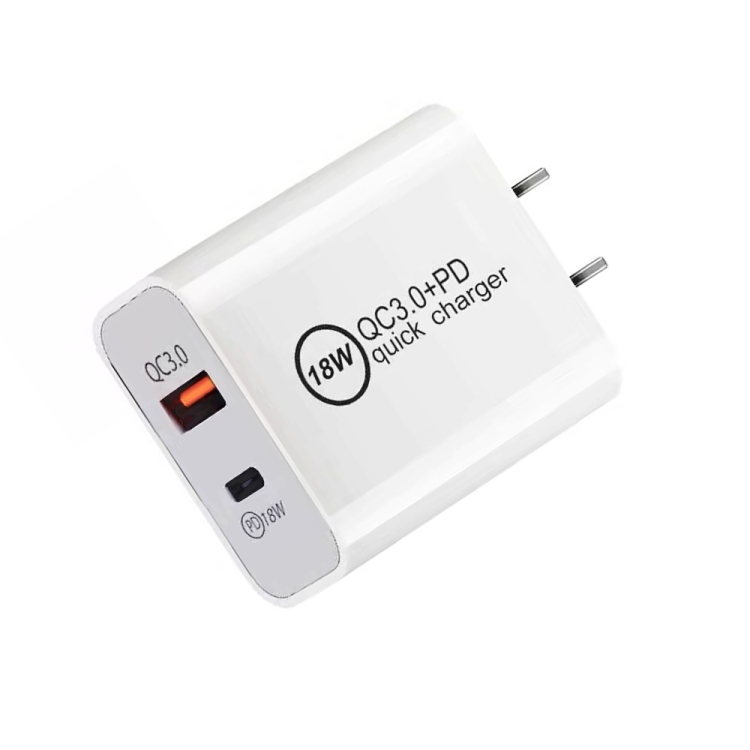 18W PD + QC 3.0 USB Dual Fast Charging Universal Travel Charger,