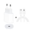 2 in 1 PD 20W Single USB-C / Type-C Port Travel Charger + 3A PD3.0 USB-C / Type-C to 8 Pin Fast Charge Data Cable Set, Cable Length: 1m, EU Plug