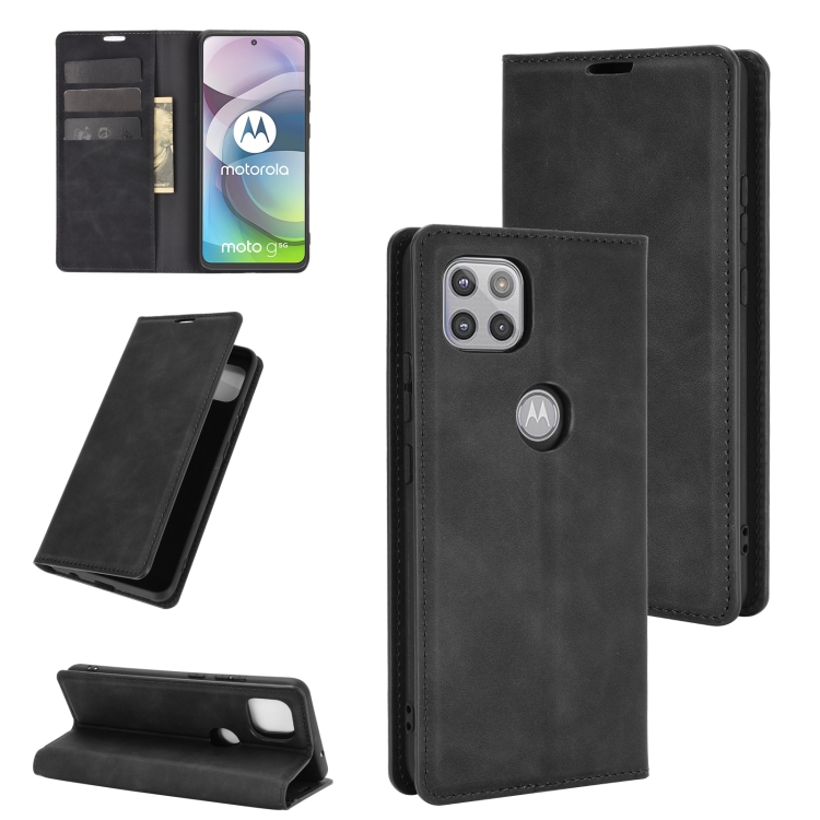 For Motorola Moto G 5G Retro-skin Business Magnetic Suction Leather Case with Holder & Card Slots & Wallet