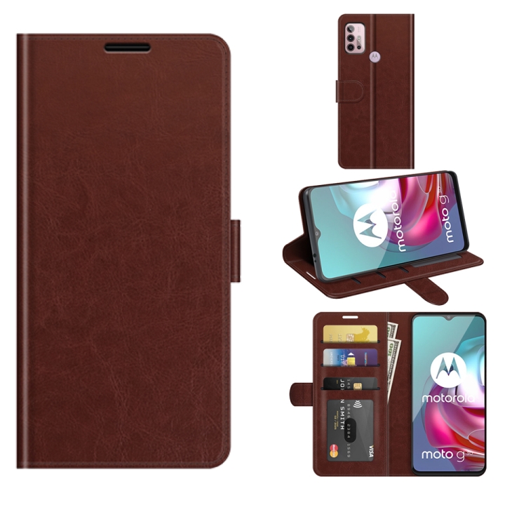 For Motorola Moto G30/G10 R64 Texture Single Horizontal Flip Protective Case with Holder & Card Slots & Wallet& Photo Frame