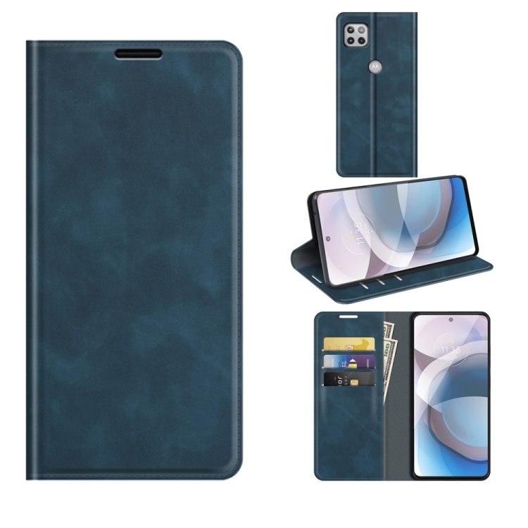 For Motorola Moto One 5G Ace Retro-skin Business Magnetic Suction Leather Case with Holder & Card Slots & Wallet