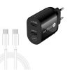 40W Dual Port PD / Type-C Fast Charger with Type-C to Type-C Data Cable, EU Plug