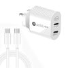 40W Dual Port PD / Type-C Fast Charger with Type-C to Type-C Data Cable, UK Plug