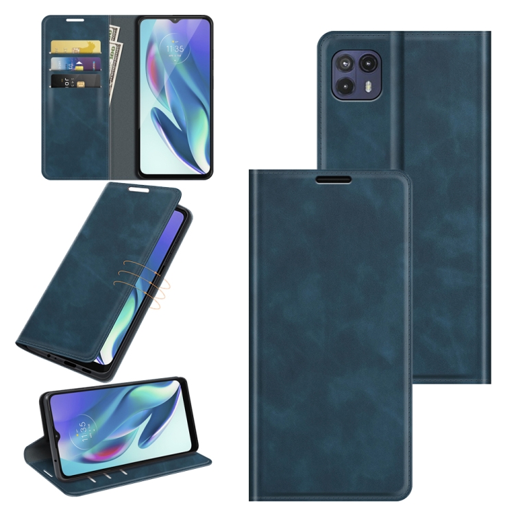 For Motorola Moto G50 5G Retro-skin Business Magnetic Suction Leather Case with Holder & Card Slots & Wallet
