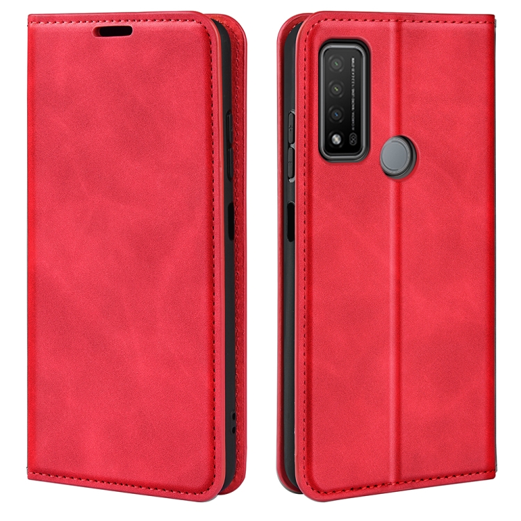 For TCL 20 R 5G Retro-skin Business Magnetic Suction Phone Leather Case with Holder & Card Slots & Wallet