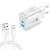 PD25W USB-C / Type-C + QC3.0 USB Dual Ports Fast Charger with USB to Type-C Data Cable, EU Plug