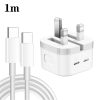 PD 35W Dual USB-C / Type-C Ports Charger with Type-C to Type-C Data Cable, UK Plug