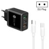 45W PD3.0 + 2 x QC3.0 USB Multi Port Charger with Type-C to Type-C Cable, EU Plug