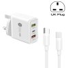 45W PD3.0 + 2 x QC3.0 USB Multi Port Charger with Type-C to Type-C Cable, UK Plug