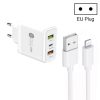 45W PD25W + 2 x QC3.0 USB Multi Port Charger with USB to 8 Pin Cable, EU Plug