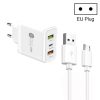 45W PD25W + 2 x QC3.0 USB Multi Port Charger with USB to Micro USB Cable, EU Plug