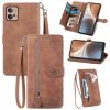 For Motorola Moto G32 Embossed Flower Zipper Leather Phone Case