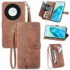 Embossed Flower Zipper Leather Phone Case