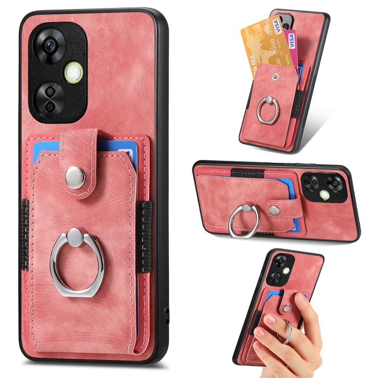 Retro Skin-feel Ring Card Wallet Phone Case