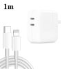 35W PD3.0 USB-C / Type-C Dual Port Charger with Type-C to 8 Pin Data Cable, US Plug