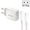 PD30W USB-C / Type-C + QC3.0 USB Dual Port Charger with 1m Type-C to Type-C Data Cable