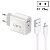PD30W USB-C / Type-C + QC3.0 USB Dual Port Charger with 1m USB to 8 Pin Data Cable