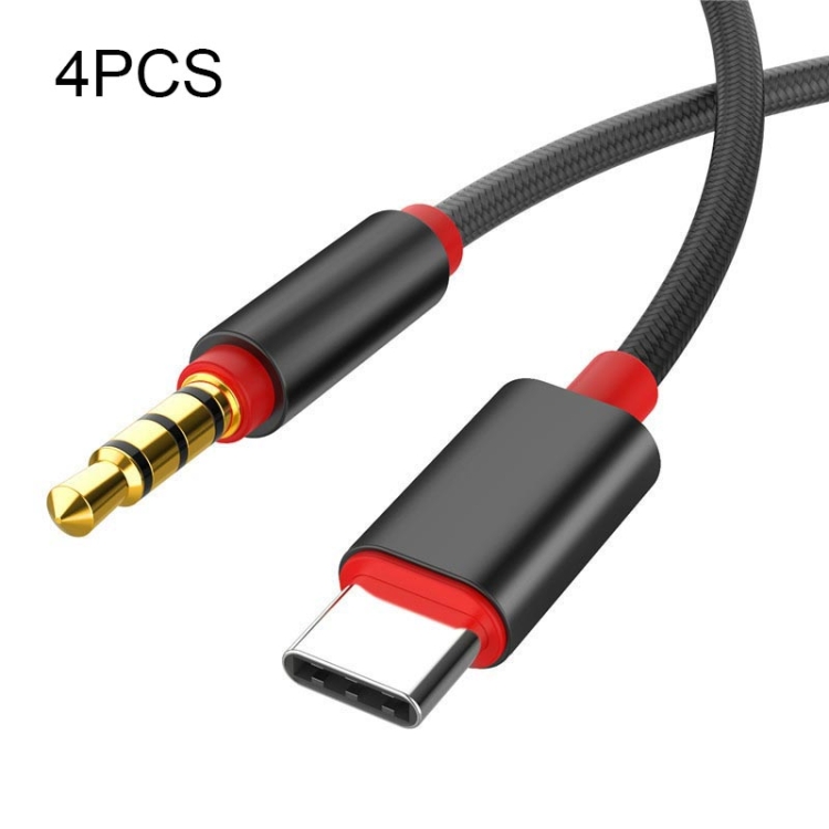 4 PCS 3.5mm To Type-C Audio Cable Microphone Recording Adapter Cable Mobile Phone Live Sound Card Cable